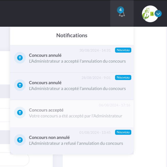 Plataforma de concursos - Sistema de notificaciones