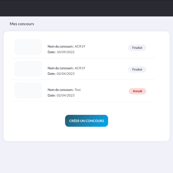 Plataforma de concursos - Concursos creados
